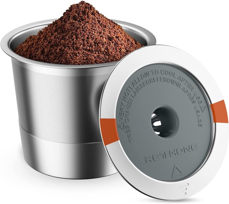 RETHONE K Cup Reusable Coffee Pods, Stainless Steel Reusable K Cups Coffee Filter Compatible for Keurig 1.0 & 2.0 Coffee Makers BPA-Free Refillable Coffee Filters (1 Pack) - Image 1